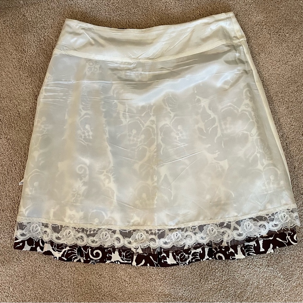 Trina Turk Navy Brown White Floral Skirt Size 10 - Picture 5 of 8